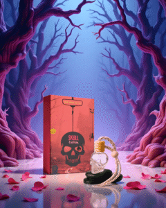 Ambioc Car Air Freshener Skull Edition | Long Lasting Hanging Perfume Pod | Natural Essential Oils | Premium Glass Bottle & Wooden Diffuser | 10ml | Lasts Up to 45 Days (Mizzle Forest)