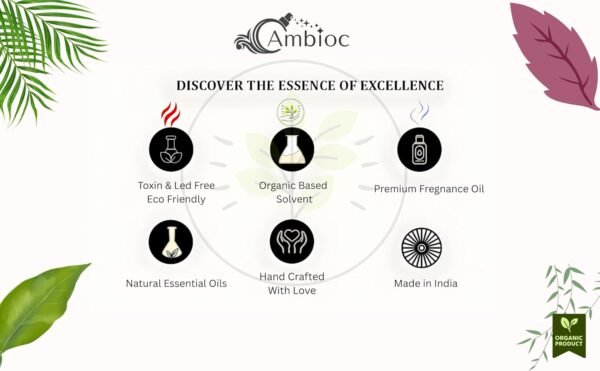 ambioc flora edition car air freshener | long lasting hanging perfume | natural essential oils | premium glass bottle & wooden diffuser | car perfume 10ml | up to 45 days freshnes (mystic rainforest)